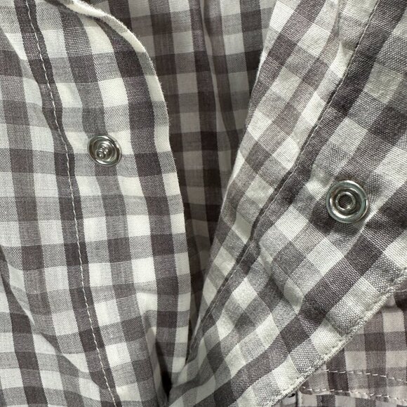 Levis Shirt Mens Medium Gray Gingham Check Long Sleeve Western Pearl Snap Pocket - Picture 8 of 8